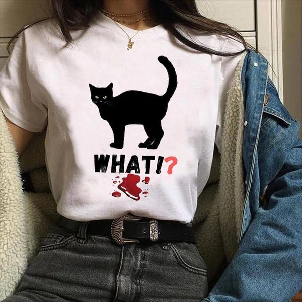 

clothes graphic cat blood cool women t shirts kawaii cartoon casual summer fall halloween tees female shirt womens, White