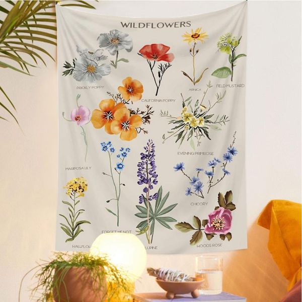 

tapestries floral tapestry wall botanical wildflower decorative hanging blanket for living room bedroom decor 73x95cm
