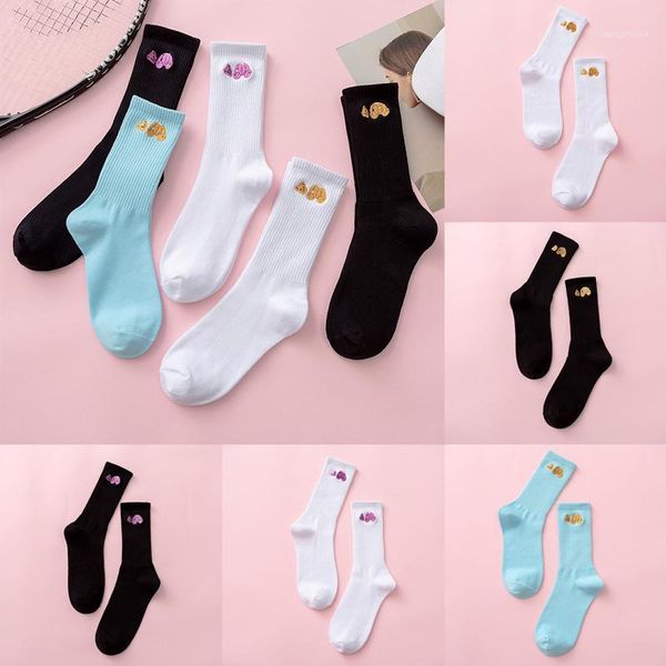 

socks & hosiery 2021 little bear embroidery black white blue cotton casual ins palm off head