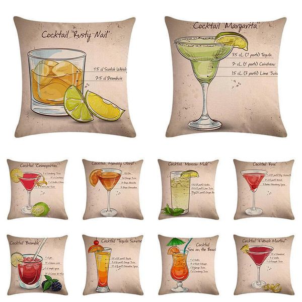 

cushion/decorative pillow summer time throw cases cocktail decorative cushion covers kiwi mojito quotes cotton linen pillowcase holiday home