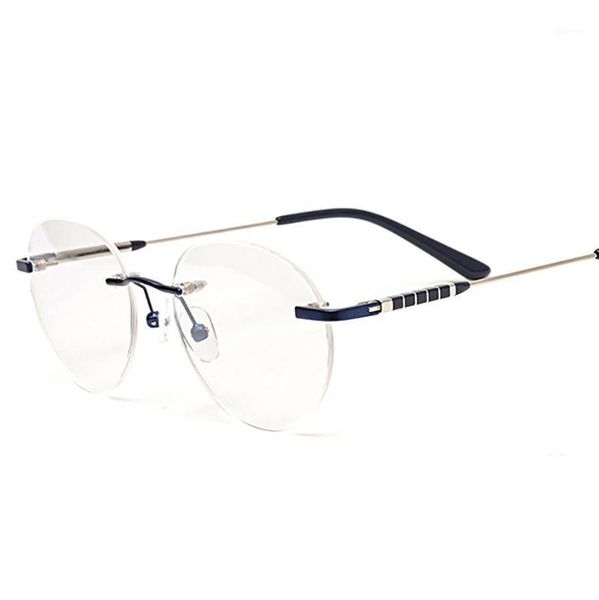 

rimless glasses frames women men eyeglasses optical designer prescription stainless steel special temple round rectangle lenses fashion sung, Black