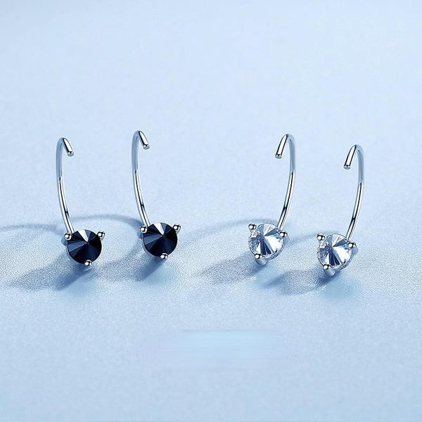 

stud fashion simple silver plated white blue zircon earrings for men women crystal ear jewelry accessories, Golden;silver