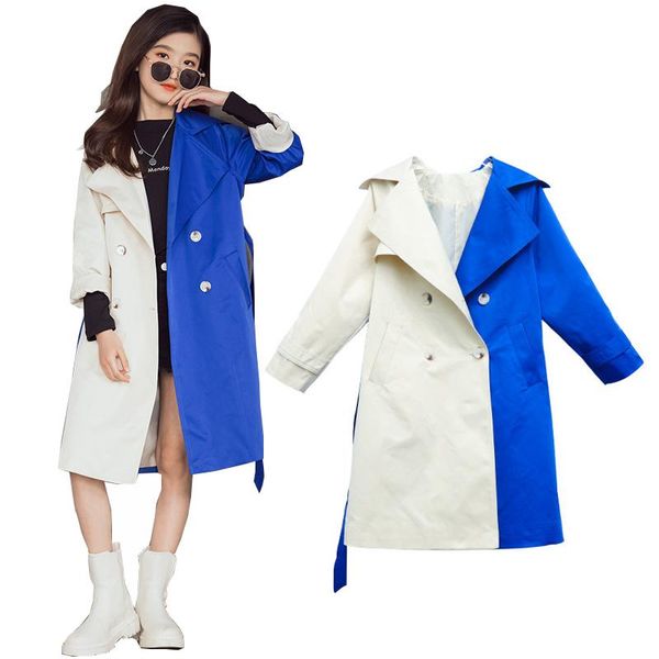 

jackets patchwork long teen girls trench fall clothes for kids winter teenager jacket children windproof coat, Blue;gray