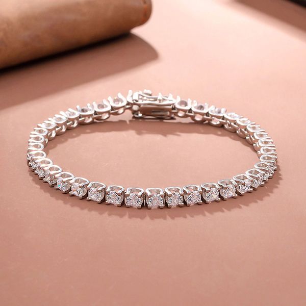 

pure silver of 15-18cm tennis bracelet jewelry pave setting 4mm 5a cz eternal gift for wife stunning real 925 fine jewellery, Golden;silver