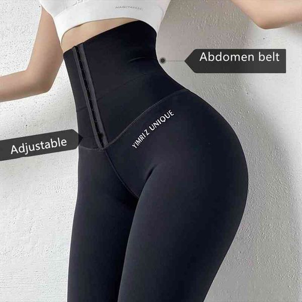 

shrink abdomen high waisted pants womens legging workout sports gym running training corset activewear, Black