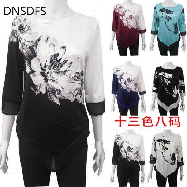 

5xl plus large size women blouses summer o neck leisure stretch blouse white loose vintage floral shirts blusas