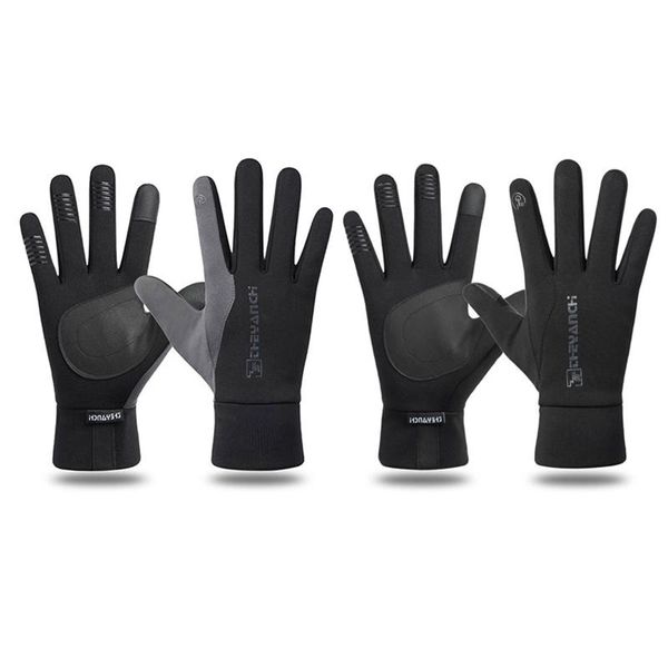 

they anchi gloves men outdoor windproof press screen anti slip warm cycling full fingers men's, Black