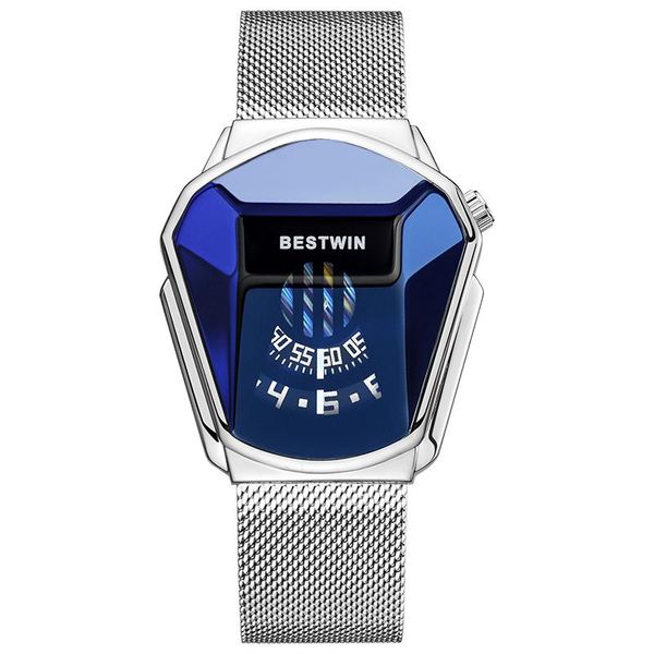 

wristwatches creative quartz watches men fashion brand casual stainless steel mesh band watch clock male female gentleman gift, Slivery;brown