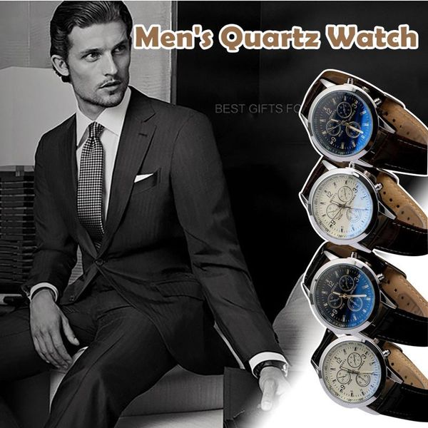 

wristwatches fashionable casual men style and leisurely strap watch three eye six stitches leisure fashion activity watch, quartz, Slivery;brown