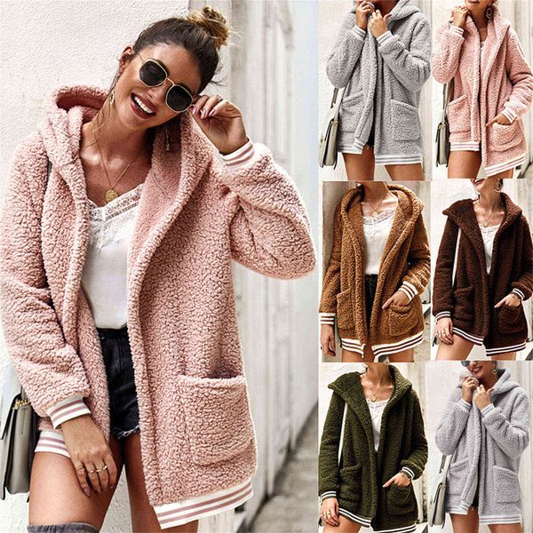 

women's jacket harajuku hoodie solid streetwear oversized hoodies zip down hooded coat female sweatshirts outwear with pocket y1118, Black