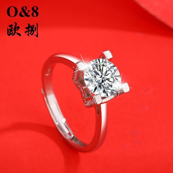 

s925 sterling silver fashion letter single handmade women's diamond zircon proposal opening ring