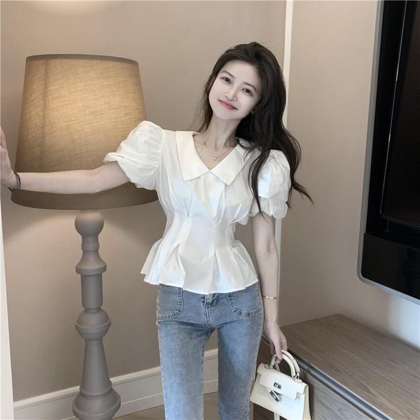 

women's blouses & shirts korobov japanese style short sleeve women korean turn-down collar blusas mujer slim summer white