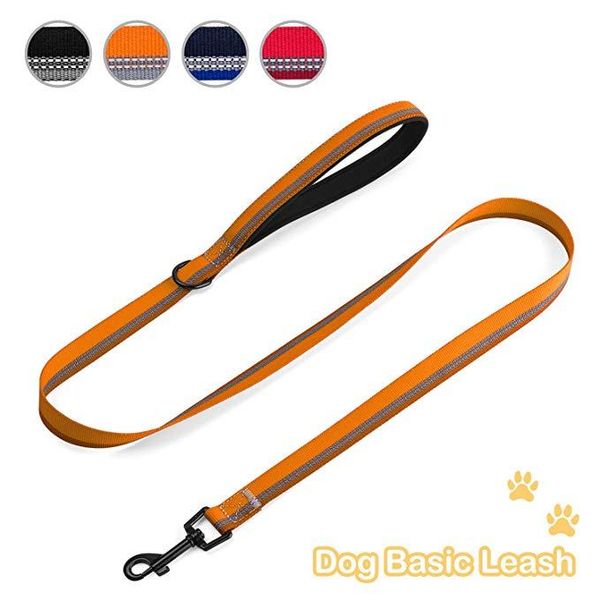 

dog collars & leashes four color reflective classic leash nylon pet rope soft walking leading long obedience recall foot feet training