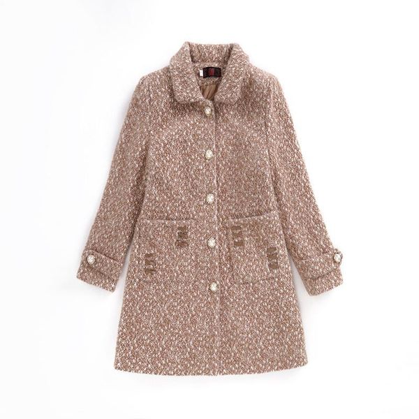 

women's wool & blends 2021 winter coats middle-aged women mink fleece long fashion cotton thicken woolen outerwear plus suede warm com, Black