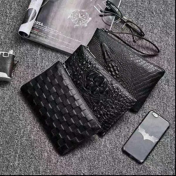 

wallet men long purse wallets with coin pocket crocodile business card holders male clutch w008, Red;black