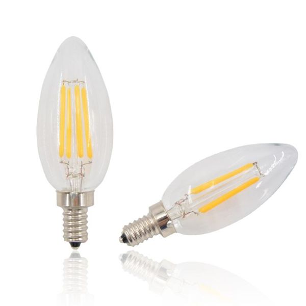 

bulbs 10pcs e12 4w c35 clear dimmable led candle light ac120v warm white 2700k vintage edison filament lamps chandelier