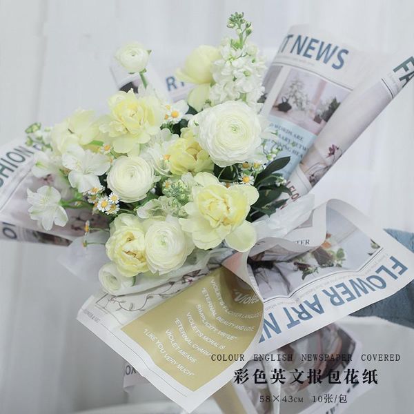 

other arts and crafts 10pcs flower packaging papers colorful english spaper craft gift wrapping paper birthday party florist supplies