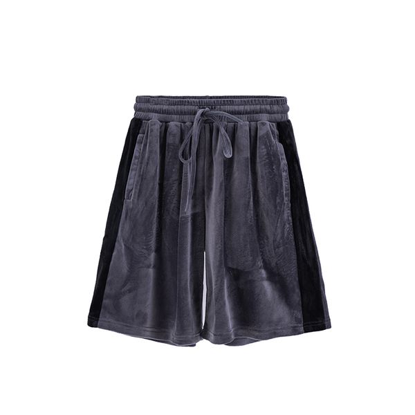 

men's shorts breasted veet buttons hip-hop male shorts tall-colored block loose speed will see five stitches oversize short baggy pants, White;black