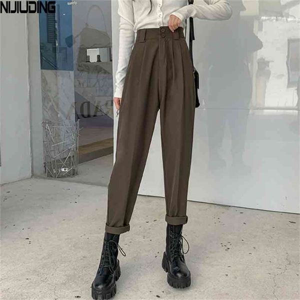 

women ol style loose suit pant spring autumn high waist harem pants female street wear mujer pantalon fashion drop 210915, Black;white