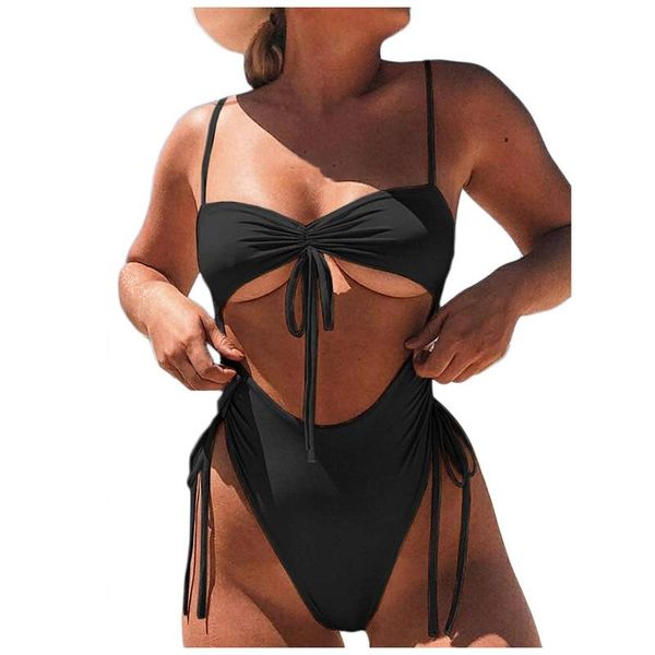 

women's swimwear women push up bandage padded one piece bathing suit bikini set swimsuit beachwear monokin, White;black