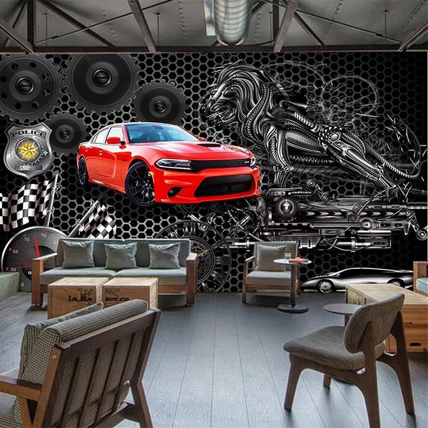 

wallpapers custom 3d wallpaper retro red sports car metal mural restaurant cafe ktv bar background wall decor papel de parede art
