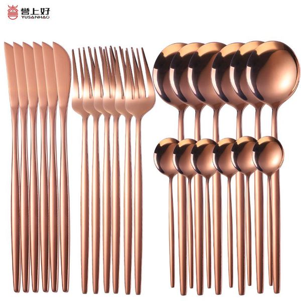 

dinnerware sets 24pcs gold tableware set kitchen flatware steak knife fork coffee spoon upscale stainless steel home cutlery