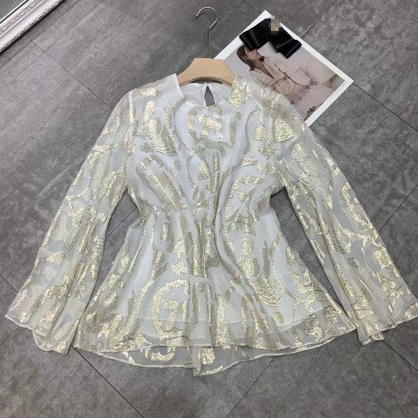 

women's blouses & shirts sz07109 fashion 2021 runway luxury european design party style clothing, White