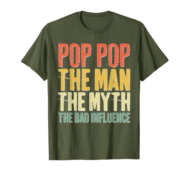 

mens pop pop the man the myth the bad influence t-shirt t-shirt, White;black
