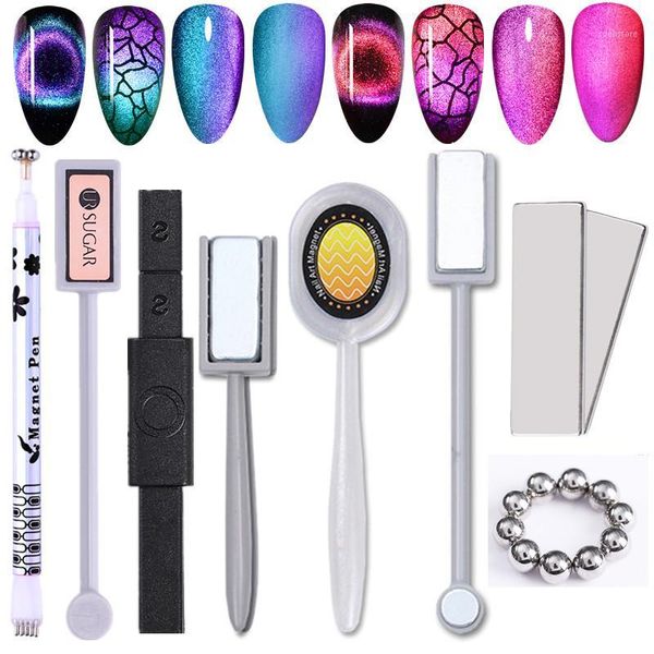 

multi-funcation 12 in 1 magnetic nail art stick 9d cat eyes effect strong magnet board painting gel polish tool1, Red;pink