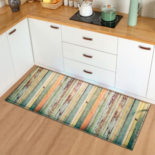 

modern kitchen mat bedroom entrance doormat wood grain home hallway floor decoration living room carpet bathroom anti-slip rug carpets