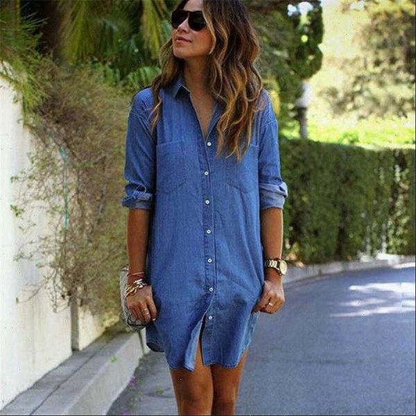 

womens casual shirts longline denim shirt ladies jean solid color blouses, White