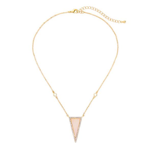 

pendant necklaces trendy shinning geometric triangle necklace glitter pave crystal opal for woman jewelry, Silver