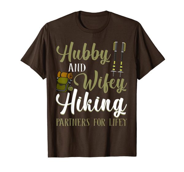 

hubby and wifey hiking partners for lifey t-shirt, White;black