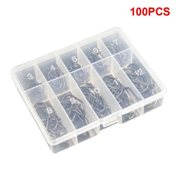 

fishing hooks 100pcs/set durable replacement parts barbed tools with box bait sharp soft lures high carbon steel marine boat
