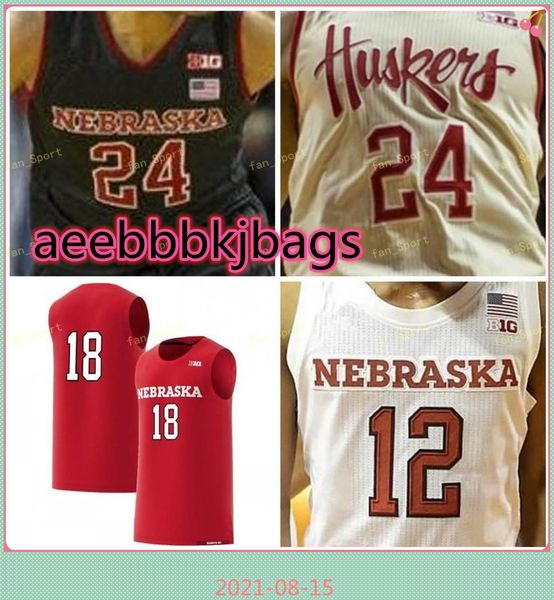 

ncaa college nebraska cornhuskers basketball jersey 10 karrington davis 11 dachon burke 12 thomas allen 14 isaac copeland jr custom stitched, Black