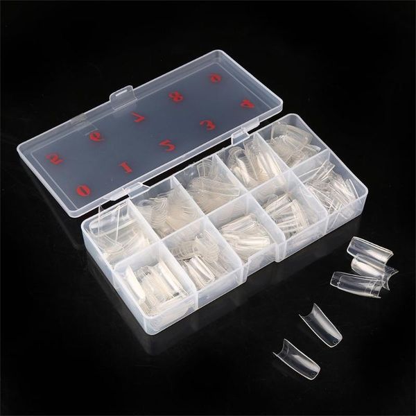 

box/500pcs tips natural color half cover fake false french nail art artificial acrylic gel uv manicure set diy storage bags