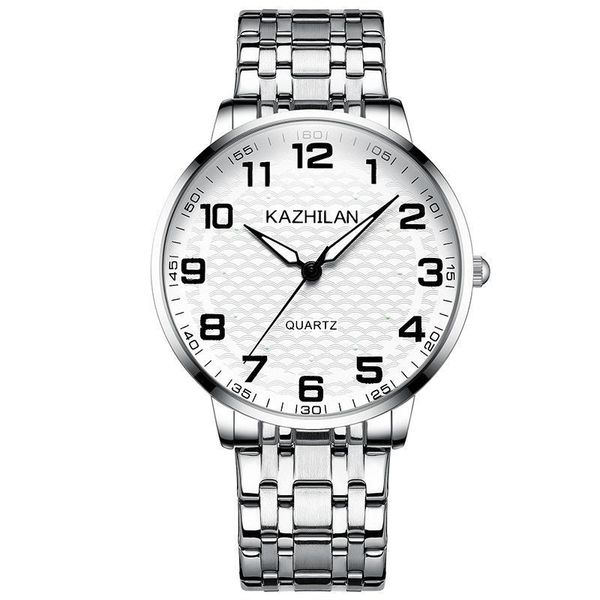 

large dial watch men's and women's waterproof large digital electronic middle-aged old age quartz non mechanical., Slivery;brown