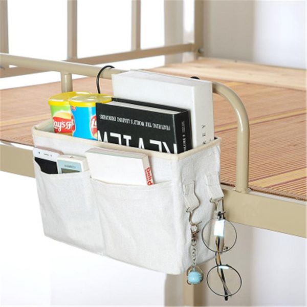 

dormitory multi-pocket storage bag bedside organizer waterproof pocket with iron hanging rack canvas pouch boxes & bins