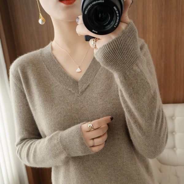 

women's sweaters women winter sweater clothes set autumn and v-neck pure wool female the 100% loose hedging keep warm, White;black