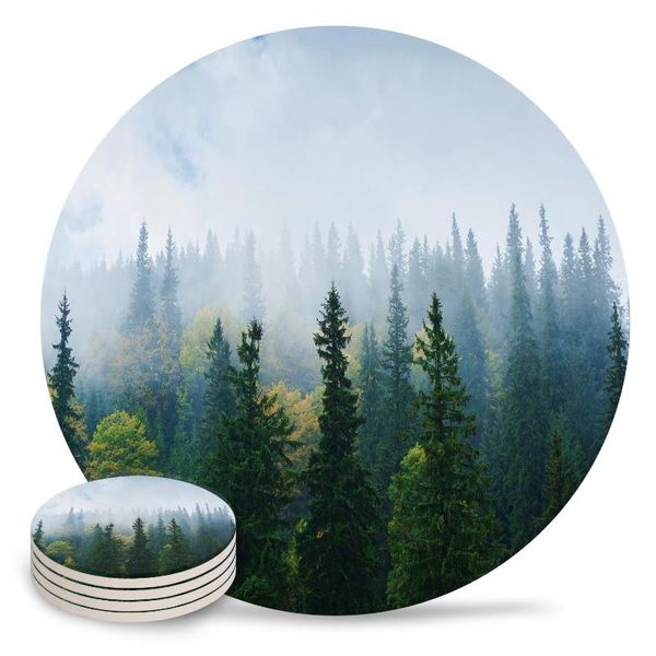 

carpathian mountains coasters for cup dining table kitchen decor non slip home decoration accessories car mats & pads