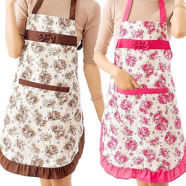 

aprons 1pc kitchen cooking apron women bib with pockets printing princess dress restaurant cleaning accessories