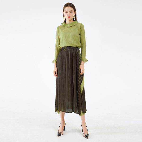 

skirts tianpei autumn high waist skirt long fluttering plus size siren cut line undefined, Black