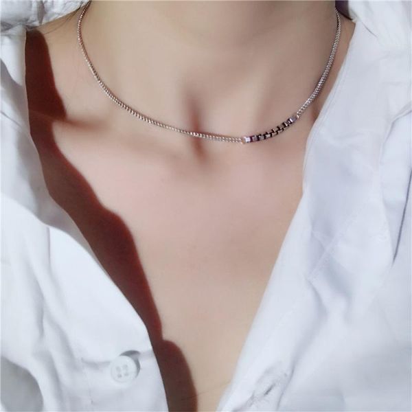 

chokers all matching vintage women choker necklace pure 925 sterling silver chain pendant simple designer short collar jewelry, Golden;silver