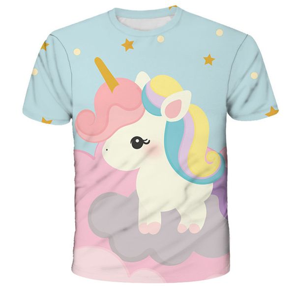 

q version horse children 3d printing t-shirt animal print summer daily sports shirt round neck short sleeve high quality, Blue