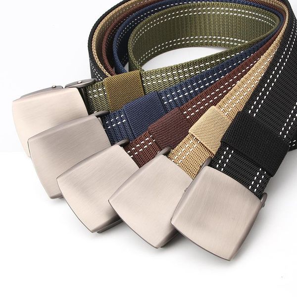 

belts nylon automatic buckle belt alloy canvas outdoor smooth tactical business all-match jeans waistband, Black;brown