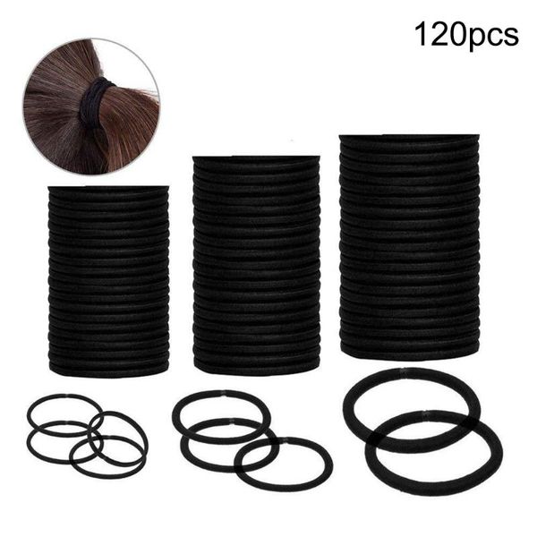 

120pcs hairdressing tools black rubber band hair ties/rings/ropes gum springs ponytail holders accessories elastic hairband