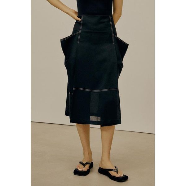 

skirts 2021 women irregular black midi skirt ladies package hip long with pockets