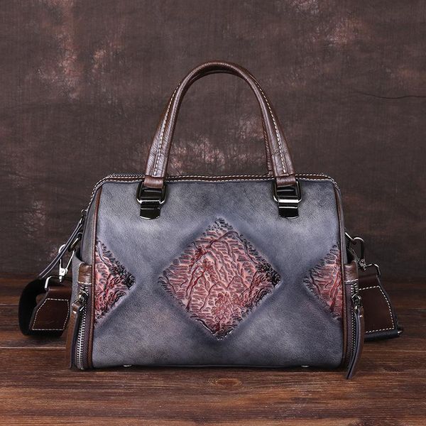

Evening Bags Fashion Lady's Bag Business Handbag Head Leather Embossed Hand Painted Pillow