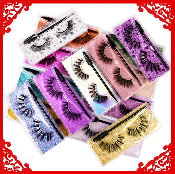 

wholesales flase mink eyelashes fluffy messy 3d fiber false eye lashes plastic cotton thread stem 15kinds dramatic long natural make up fast