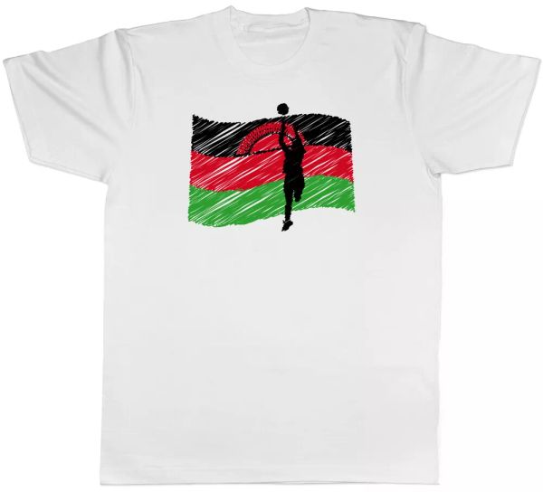 

malawi netball mens t-shirt, White;black